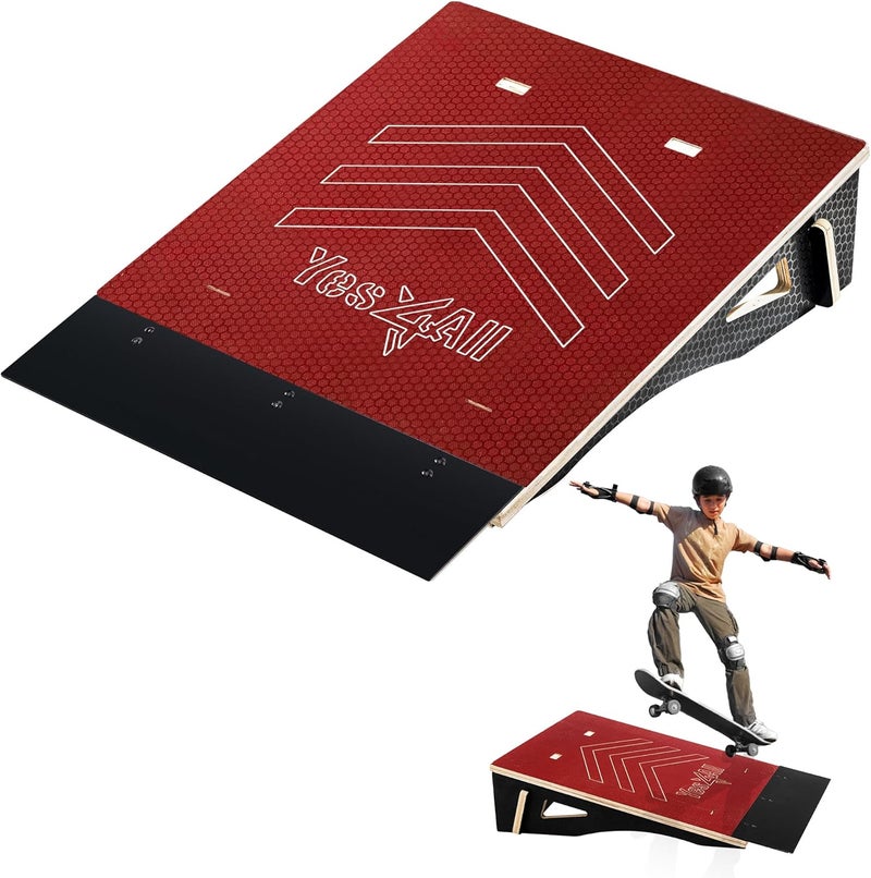 Yes4All منحدر تزلج قطعة واحدة، منحدر دراجة، منحدر تزلج - تصميم للمبتدئين، أكثر متانة، آمن، سعة 220 رطل - Image 1